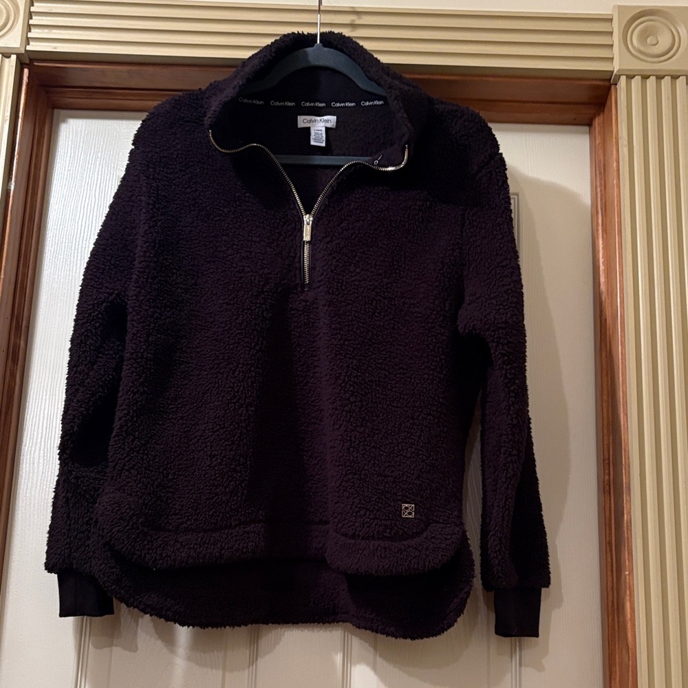 Calvin Klein Dark Black Sherpa Half-Zip Pullover